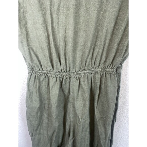 Linen army green Jumper Romper Jumpsuit S Pants Button Front Forever 21 - Picture 9 of 11